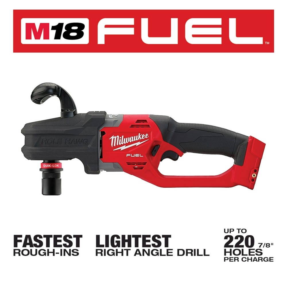Milwaukee 2808-20 M18 FUEL Hole Hawg Right Angle Drill w/Quik-Lok, Tool Only