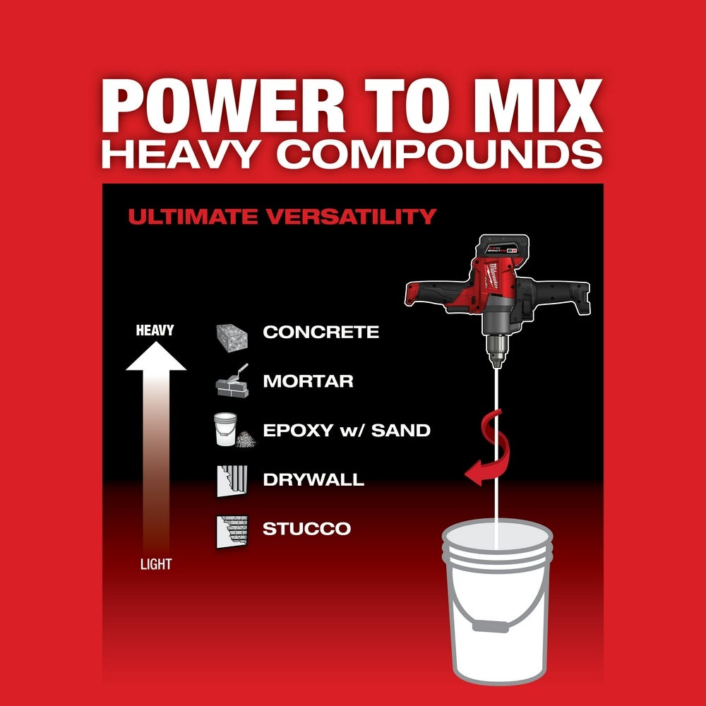 Milwaukee 2810-20 M18 Fuel Mud Mixer With 180&deg; Handle (Tool Only)