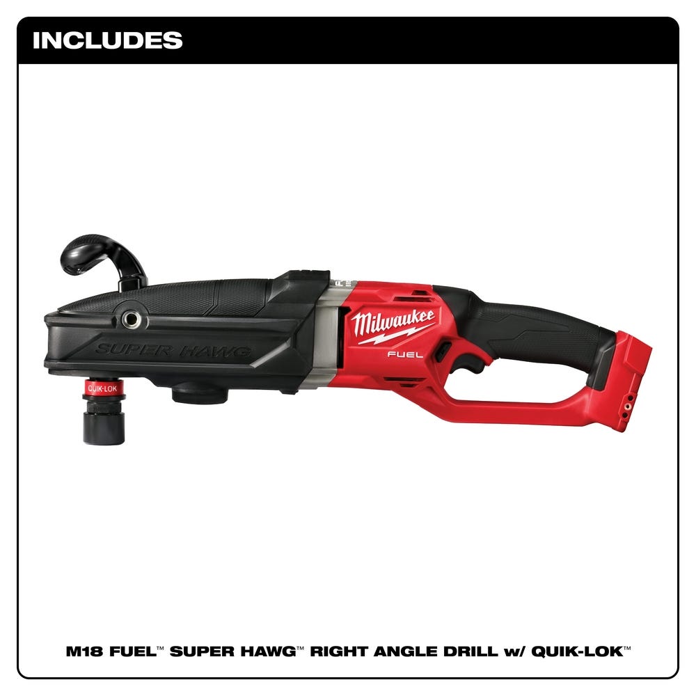 Milwaukee 2811-20 M18 FUELSUPER HAWG Right Angle Drill w/ QUIK-LOK, Tool Only