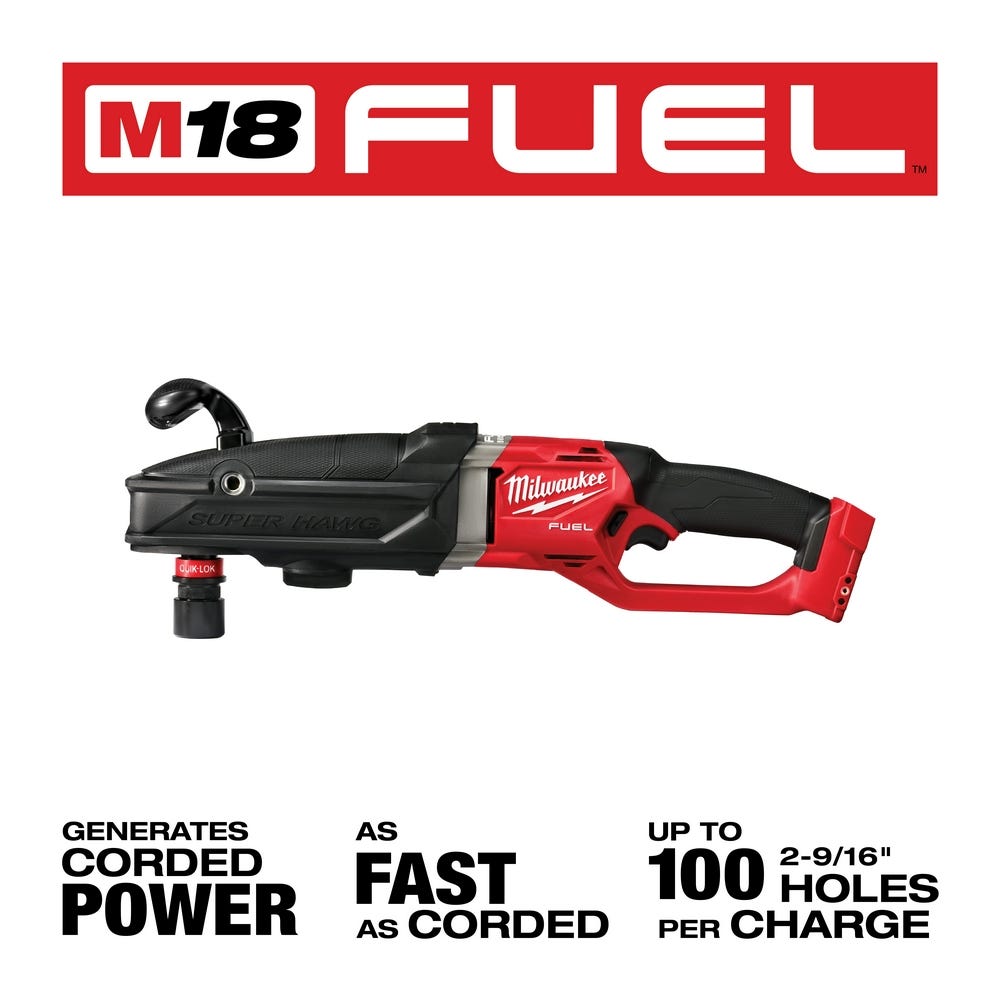 Milwaukee 2811-20 M18 FUELSUPER HAWG Right Angle Drill w/ QUIK-LOK