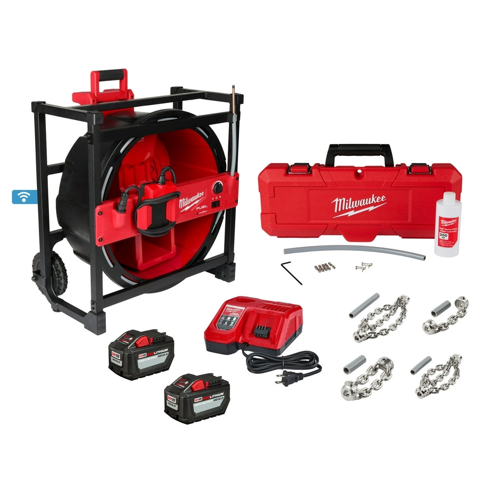 Milwaukee 2819-22 M18 FUEL High Speed Chain Snake 12.0Ah Kit for 1-1/2" - 4" Pipes