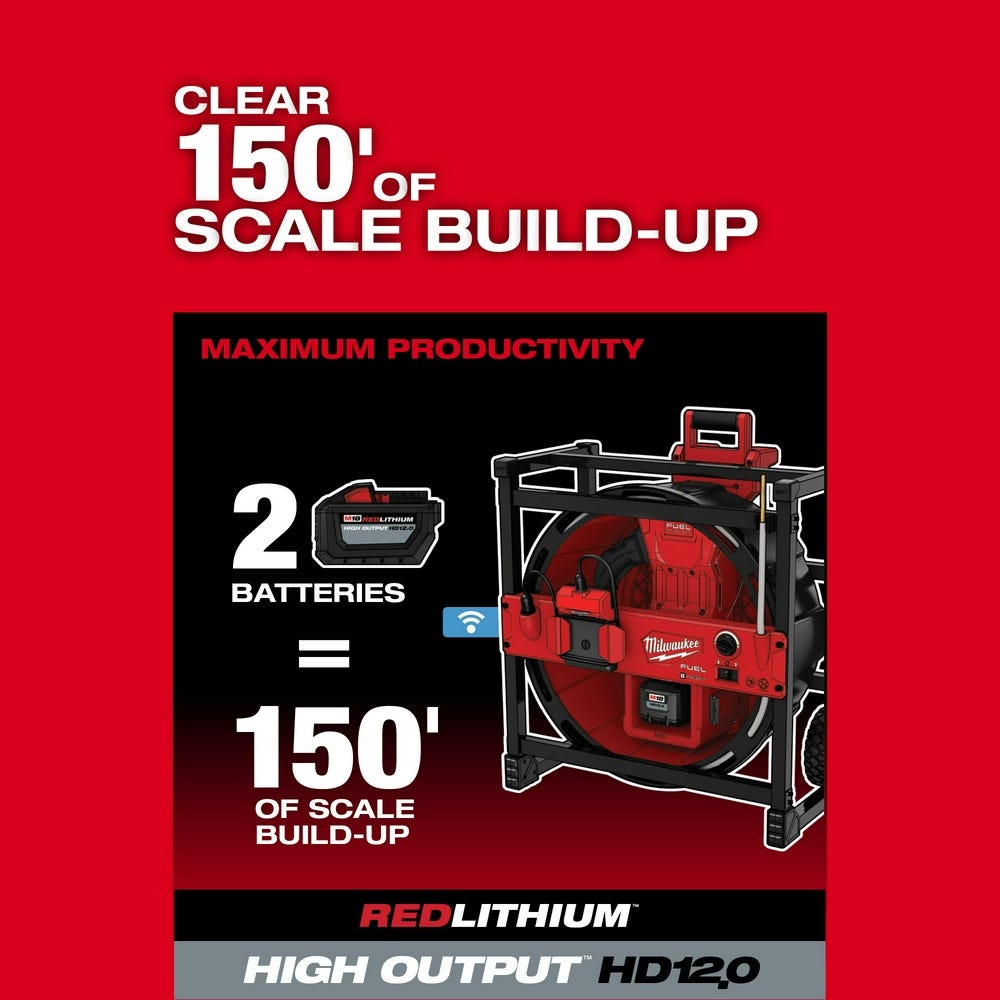 Milwaukee 2819-22 M18 FUEL High Speed Chain Snake 12.0Ah Kit for 1-1/2" - 4" Pipes
