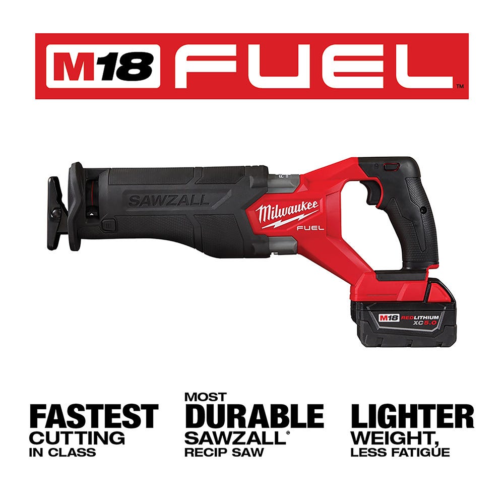 Milwaukee 2821-21 M18 FUEL SAWZALL Recip Saw, 5.0Ah Kit