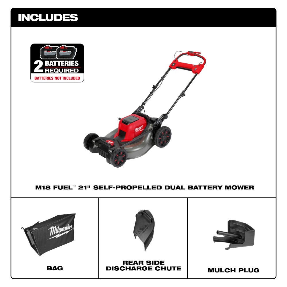 Milwaukee 2823-20 M18 FUEL 21" Self-Propelled Dual Battery Mower, Batteries & Charger Sold Separately