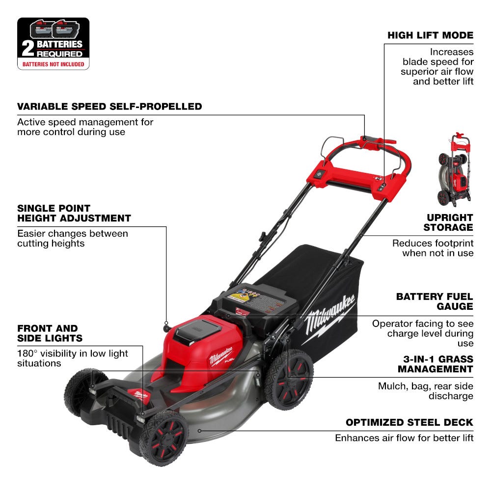 Milwaukee 2823-20 M18 FUEL 21" Self-Propelled Dual Battery Mower, Batteries & Charger Sold Separately