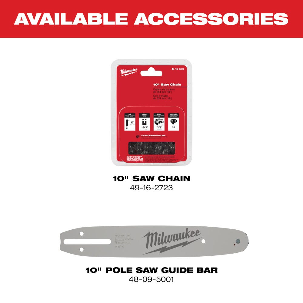 Milwaukee 2825-21PS M18 FUEL 10" Pole Saw 8.0Ah Kit w/ QUIK-LOK Attachment Capability