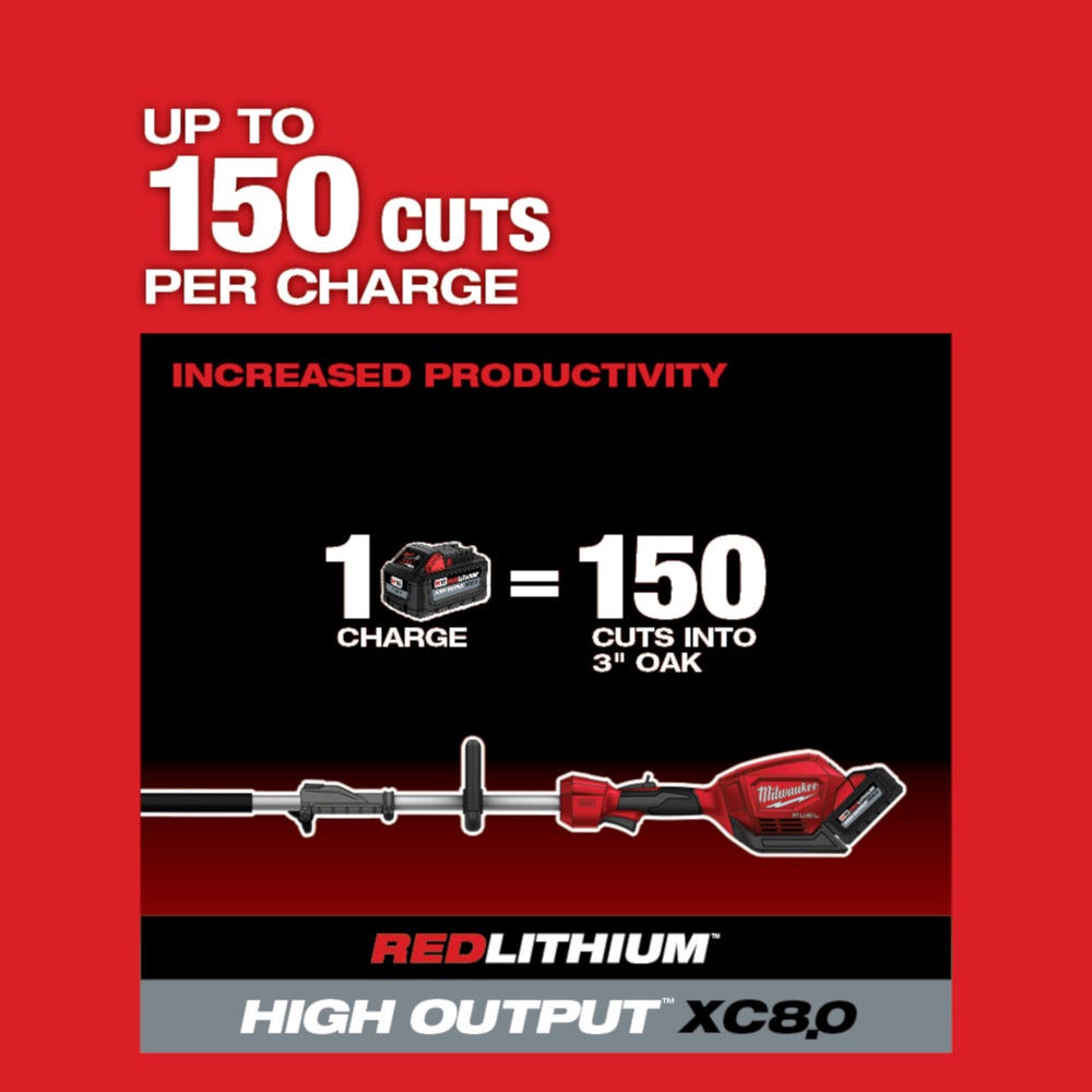 Milwaukee 2825-21PS M18 FUEL 10" Pole Saw 8.0Ah Kit w/ QUIK-LOK Attachment Capability