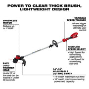 Milwaukee 2828-20E M18 Brushless String Trimmer, Tool-Only