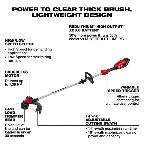 Milwaukee 2828-21E M18 Brushless String Trimmer Kit