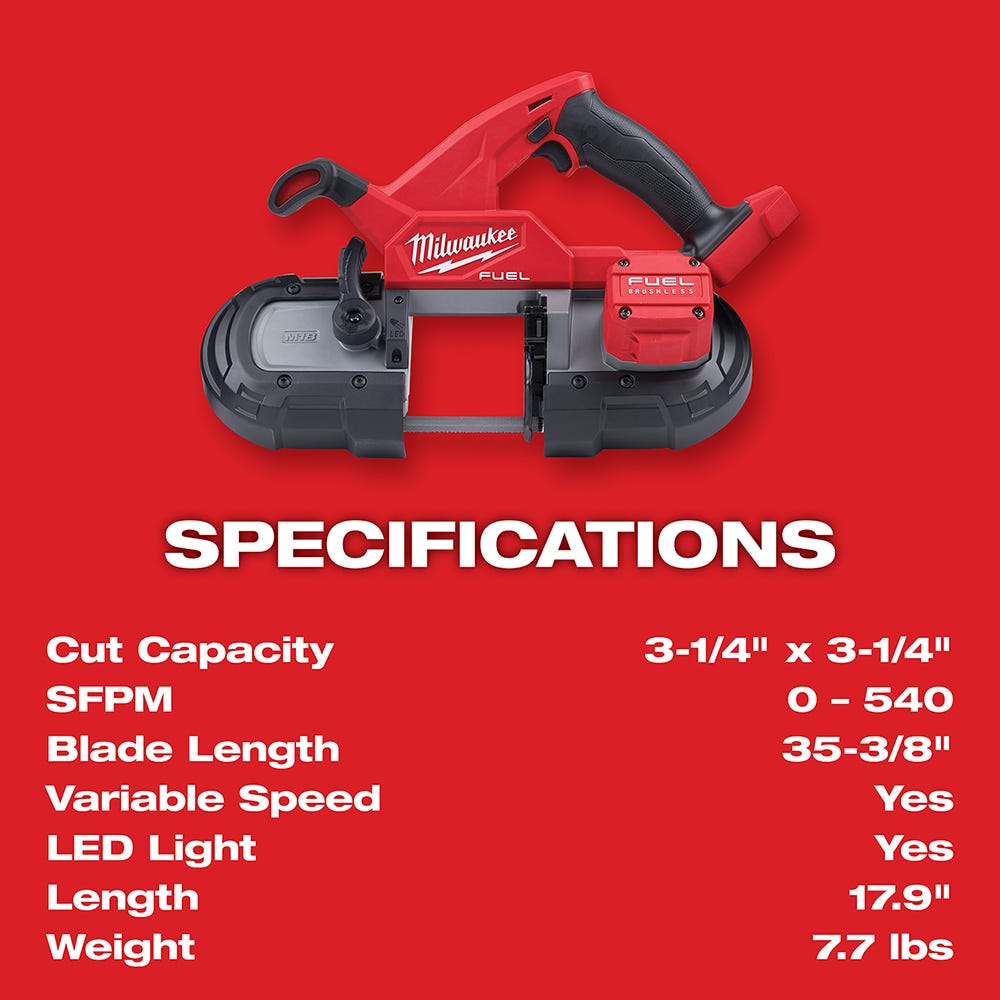 Milwaukee 2829-20 M18 FUEL Compact Band Saw, Tool Only