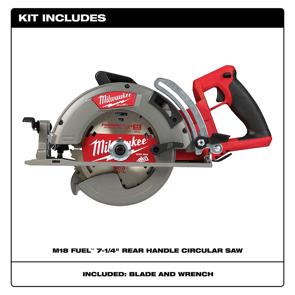 Milwaukee 2830-20 M18 FUEL Brushless Rear Handle 7-1/4" Circular Saw, Tool Only