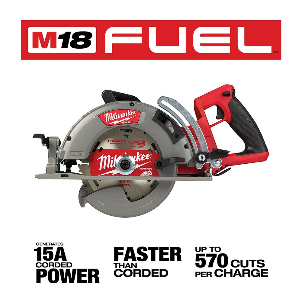Milwaukee 2830-20 M18 FUEL Brushless Rear Handle 7-1/4" Circular Saw, Tool Only