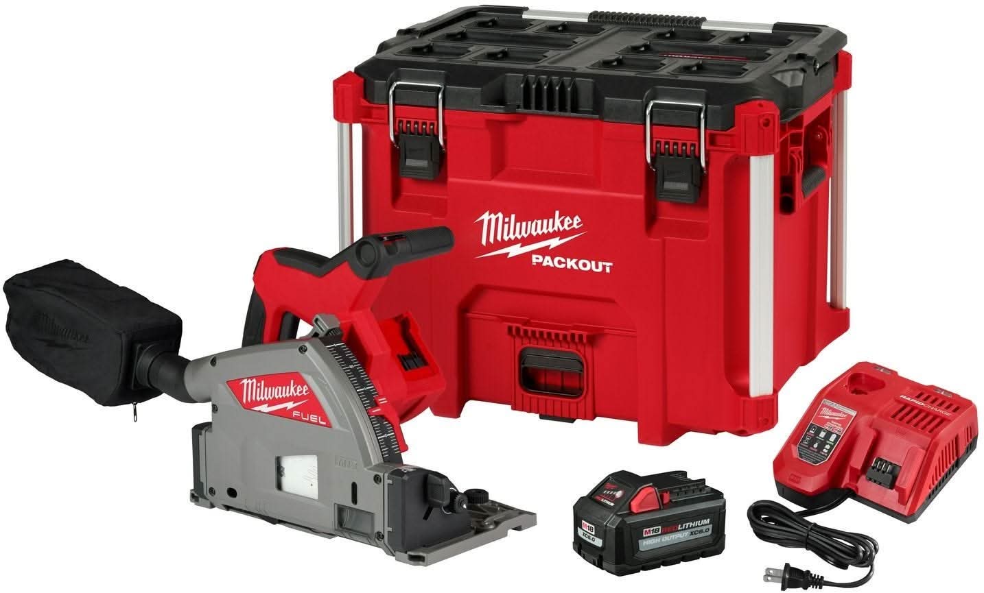 M18 FUEL 18V Lithium-Ion Brushless Cordless 6-1/2 in. Plunge Track Saw Kit with 55 in. Track Saw Guide Rail