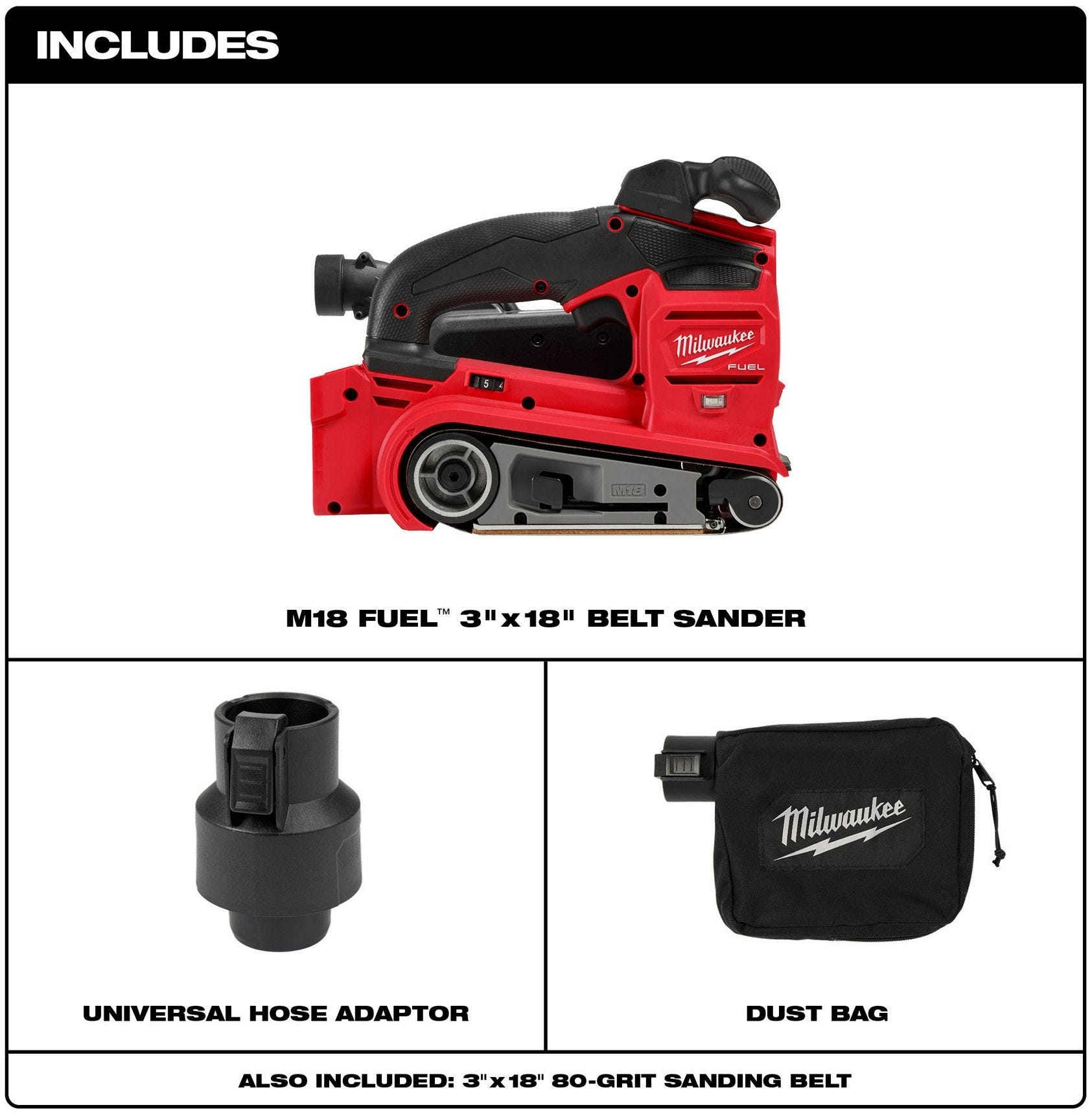 Milwaukee 2832-20 M18 FUEL 3-in. x 18-in. Cordless Belt Sander