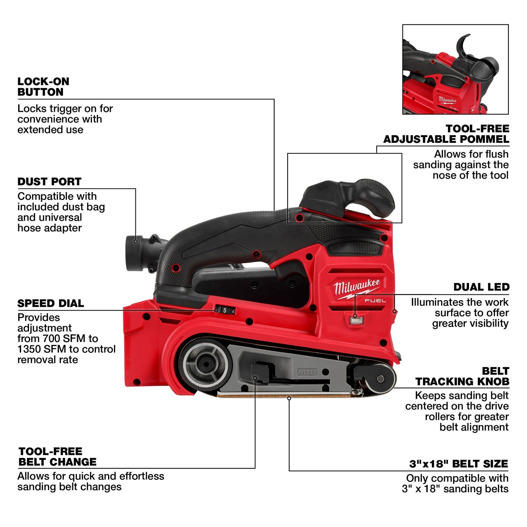 Milwaukee M18 FUEL 3-in. x 18-in. Belt Sander with XC 6.0Ah Battery Pack