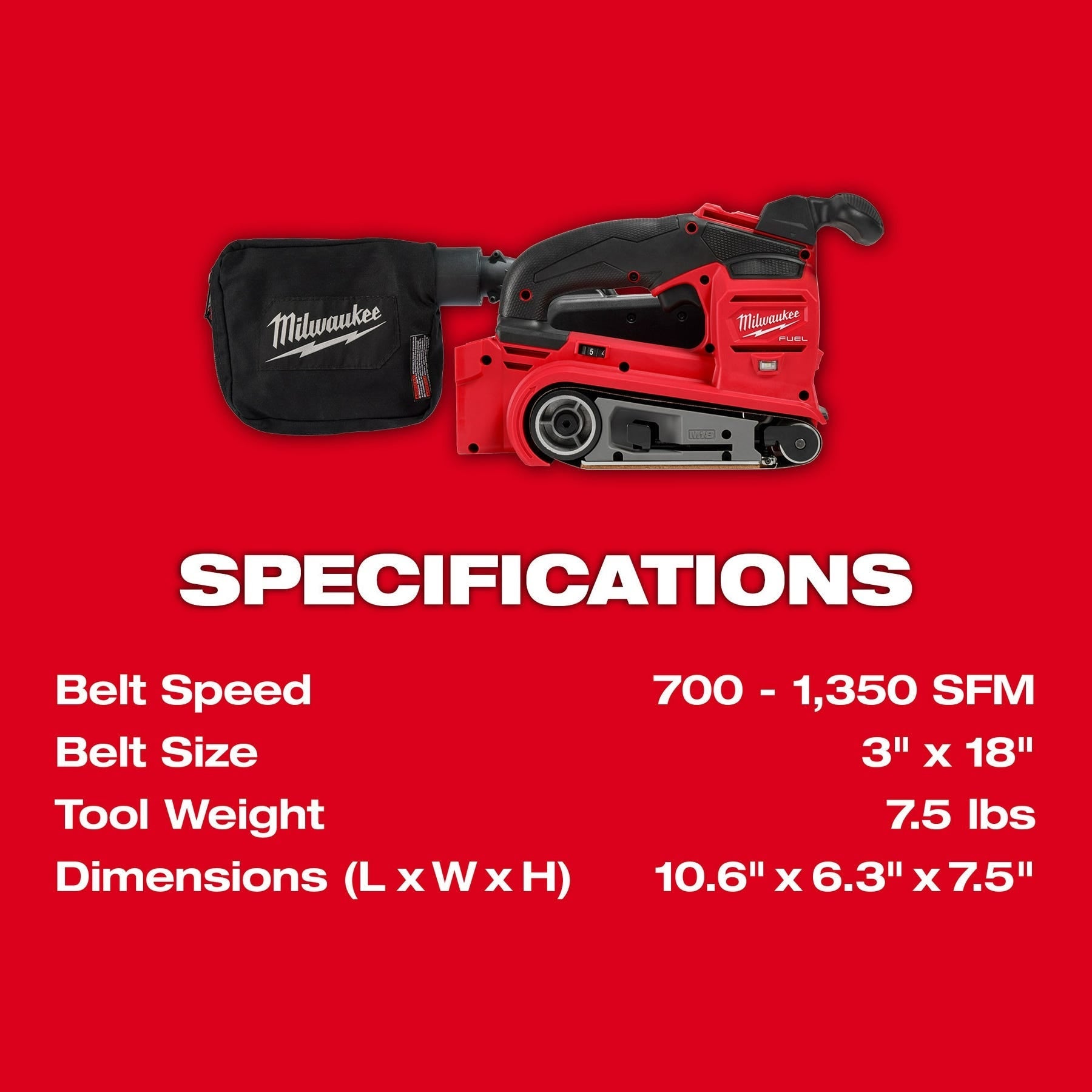 Milwaukee M18 FUEL 3-in. x 18-in. Belt Sander with XC 6.0Ah Battery Pack