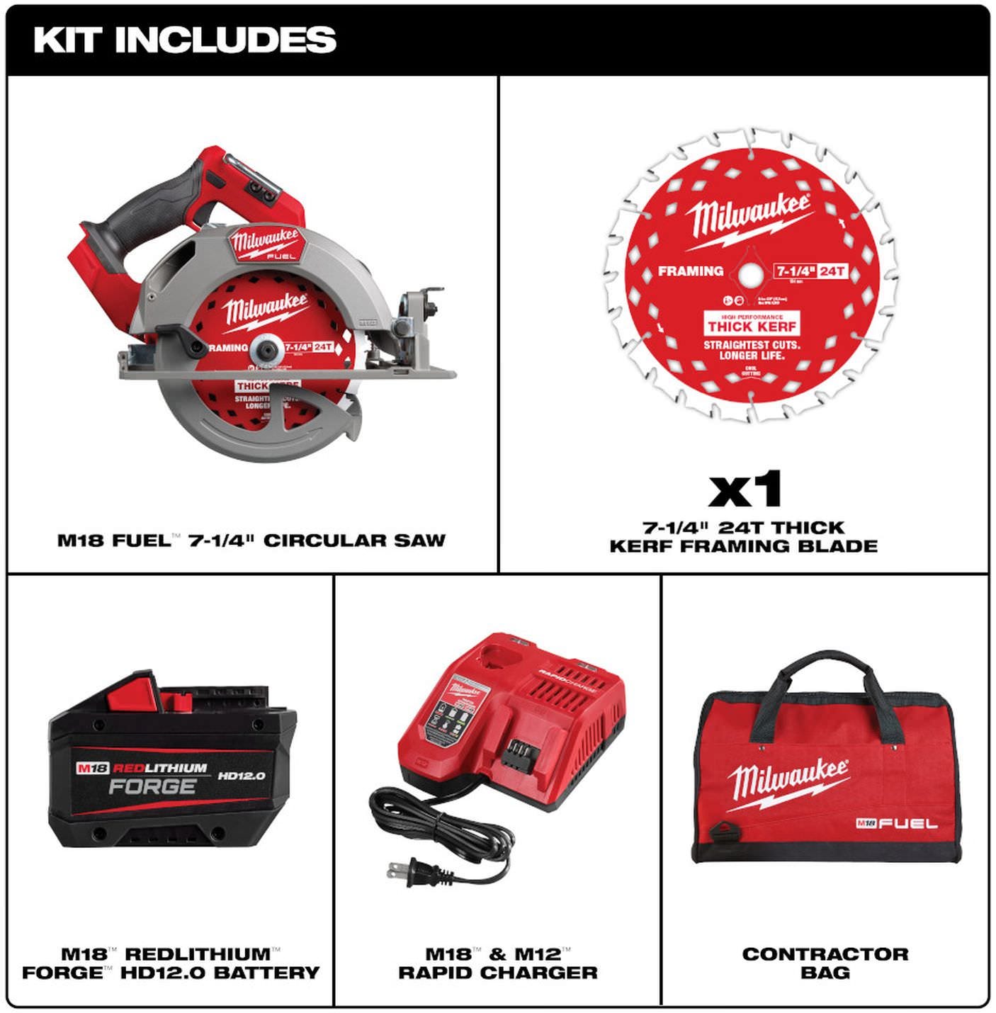 Milwaukee 2834-21HD M18 FUEL 7-1/4 in. Circular Saw FORGE 12.0Ah Kit