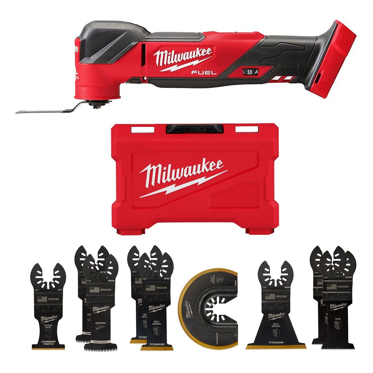 Milwaukee 2836-20 M18 FUEL Oscillating Multi-Tool, Tool Only with Open-Lok Multi-Tool Blade, Kit and 9-Pieces