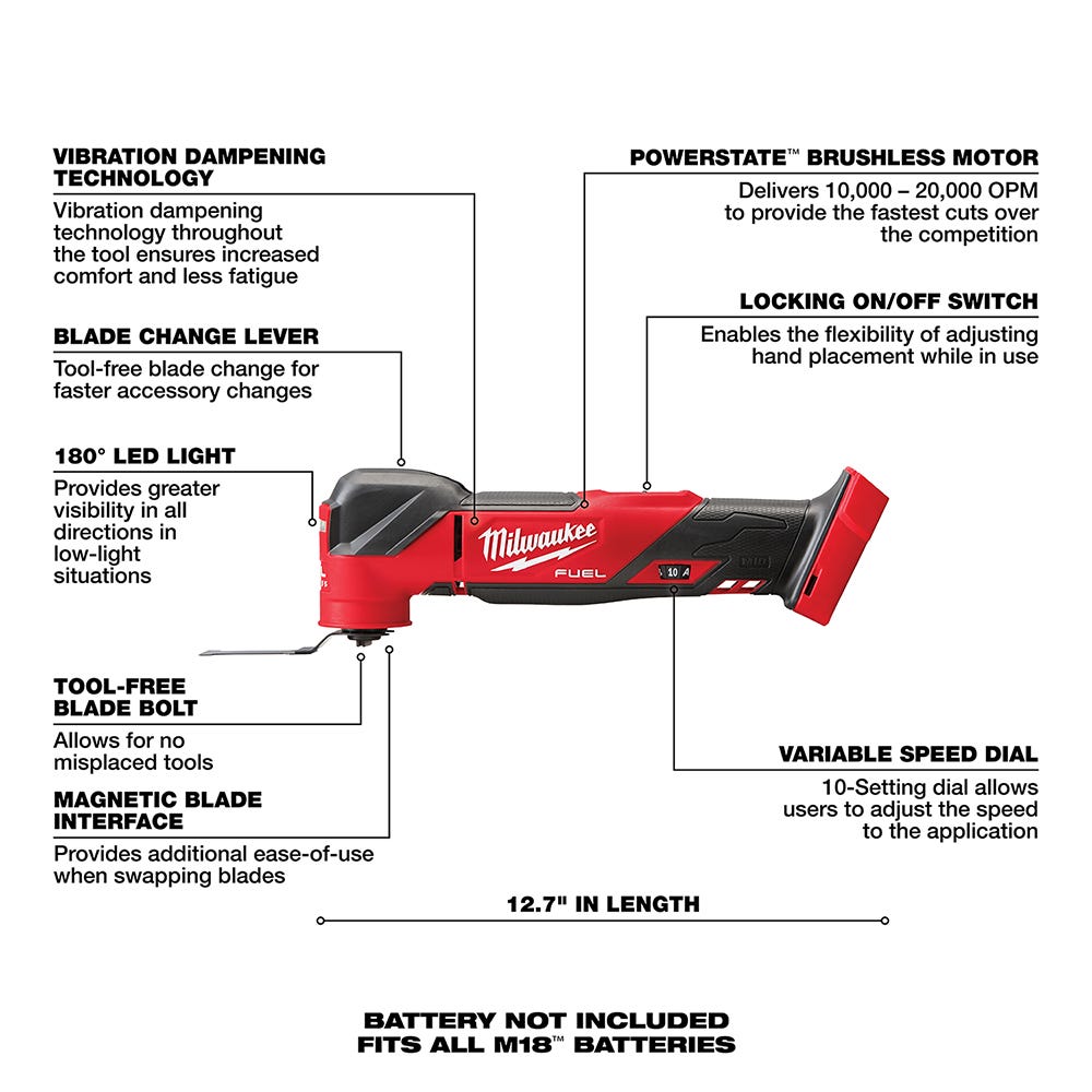 Milwaukee 2836-20 M18 FUEL Oscillating Multi-Tool, Tool Only