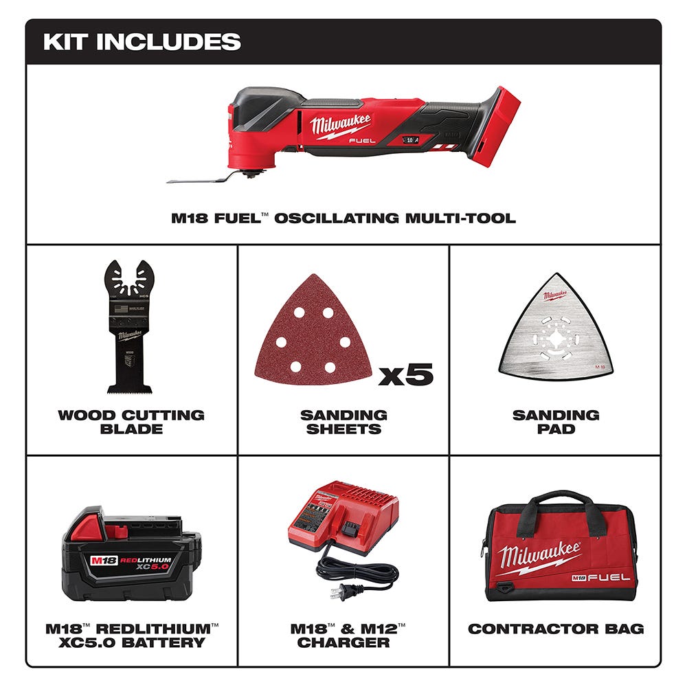 Milwaukee 2836-21 M18 FUEL Oscillating Multi-Tool 5.0Ah Kit