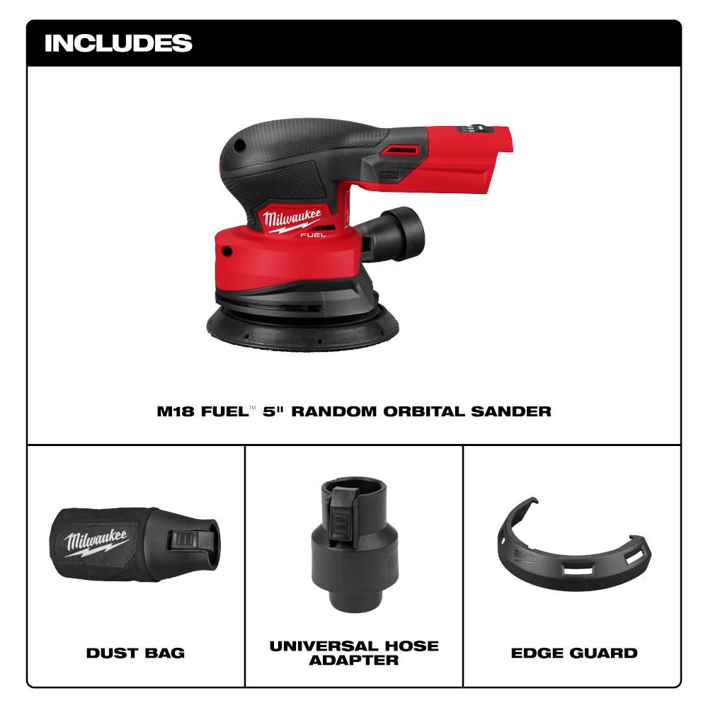 Milwaukee 2837-20 M18 FUEL 5 in. Random Orbital Sander, Tool Only