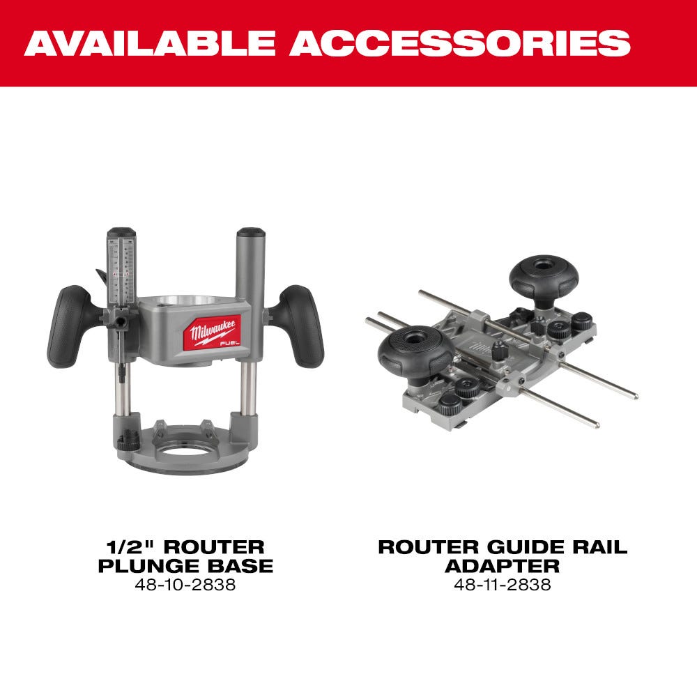 Milwaukee 2838-20 M18 FUEL 1/2-in. Cordless Router, Tool Only
