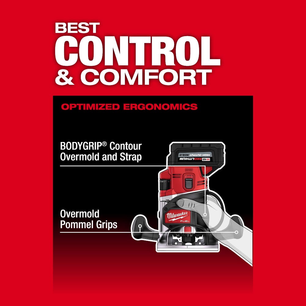 Milwaukee 2838-21 M18 FUEL 1/2-in. Cordless Router Multi-Base 6.0Ah Kit