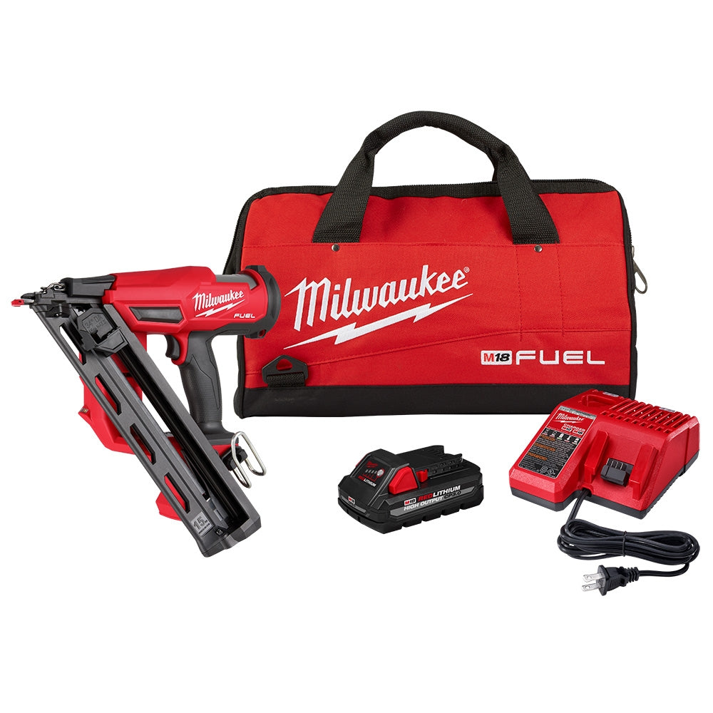 Milwaukee 2839-21HO M18 FUEL 15GA Angled Finish Nailer HIGH OUTPUT Kit