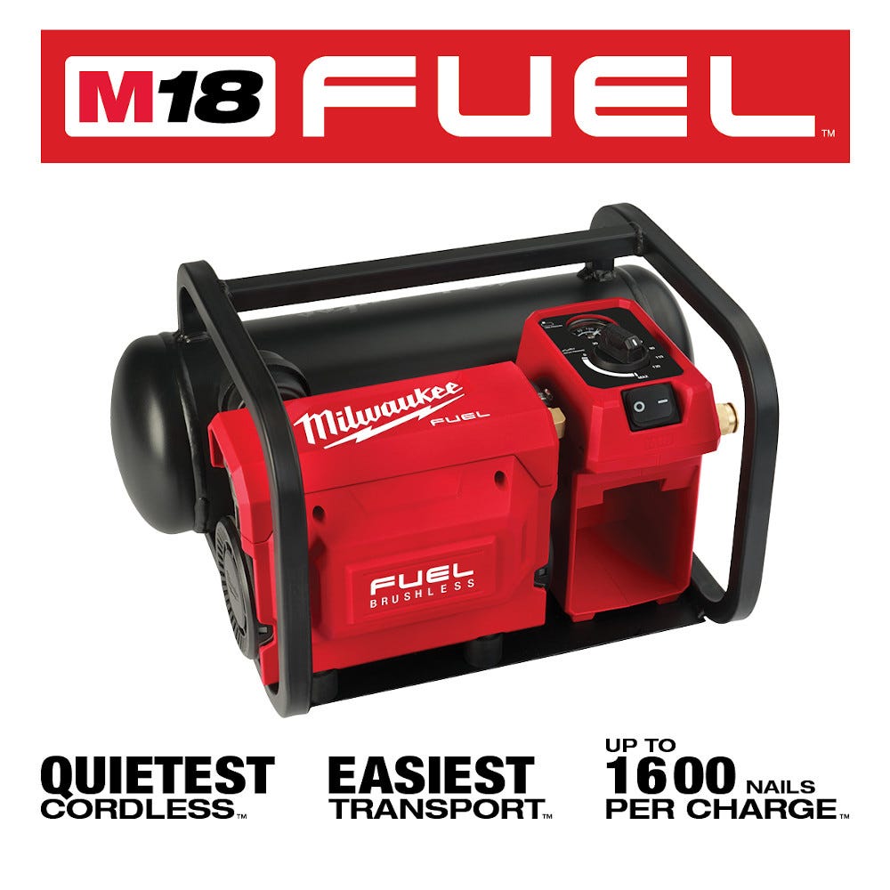 Milwaukee 2840-20 M18 FUEL 2-Gallon Cordless Compact Quiet 68db Compressor, Tool Only