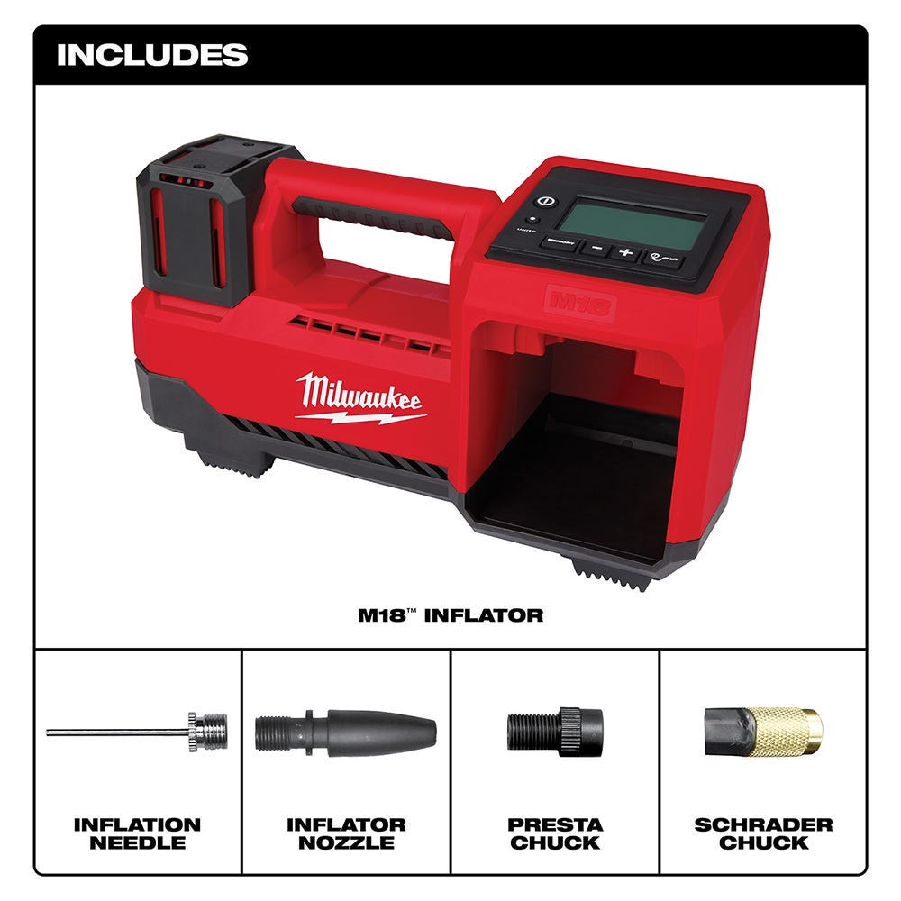 Milwaukee M18 Compact Tire Inflator with M18 REDLITHIUM HIGH OUTPUT XC 6.0Ah Battery 2-Pack