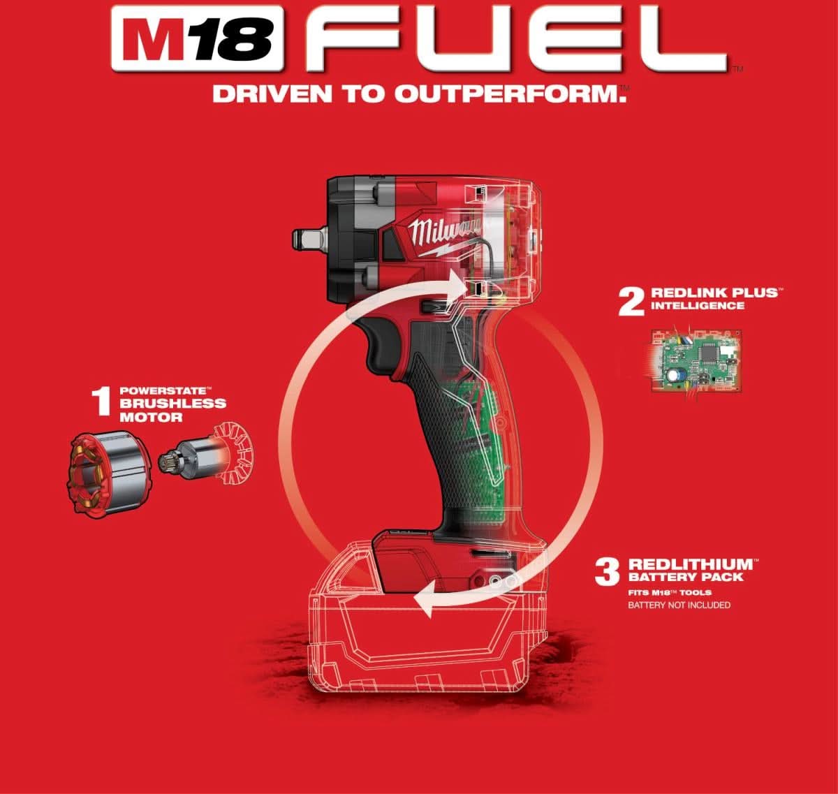 Milwaukee 2854-20 M18 FUEL 3/8-Inch Compact Impact Wrench with Friction Ring, Tool Only (PROMO)