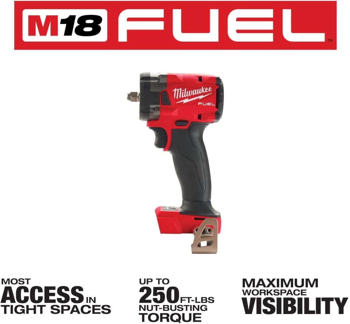Milwaukee 2854-20 M18 FUEL 3/8-Inch Compact Impact Wrench with Friction Ring, Tool Only (PROMO)