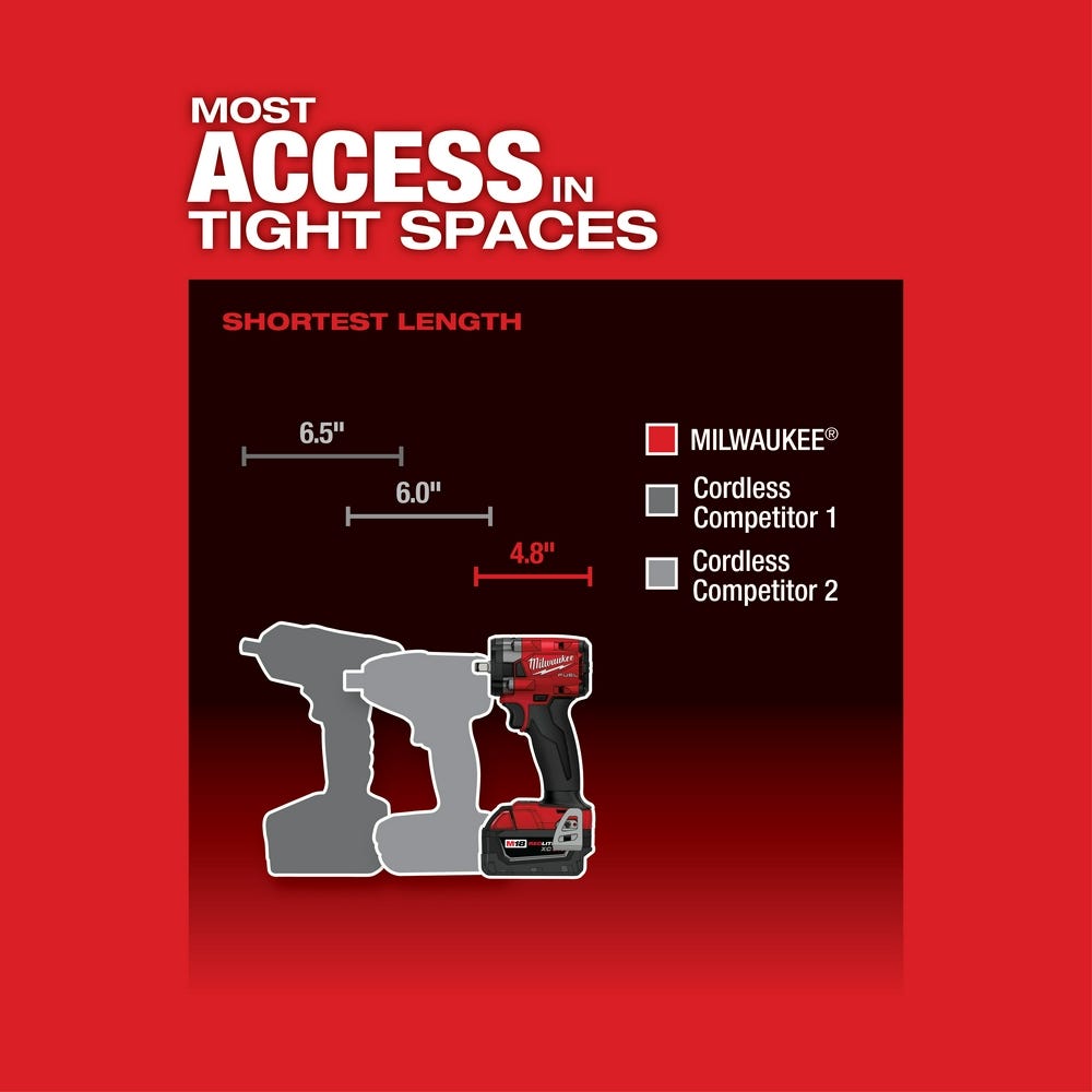 Milwaukee 2854-21HO M18 FUEL 3/8" Compact Impact Wrench w/ Friction Ring Kit