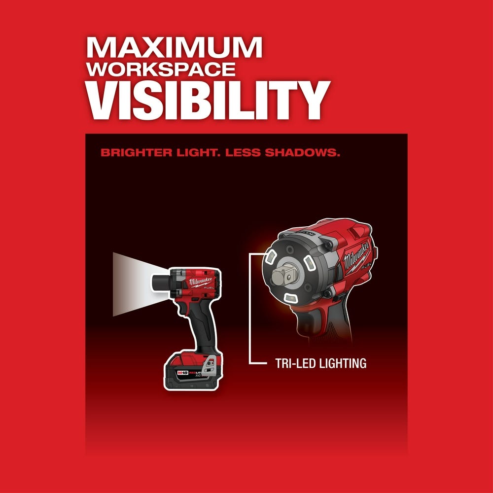 Milwaukee 2855P-20 M18 FUEL 1/2-Inch Compact Impact Wrench with Pin Detent, Tool Only