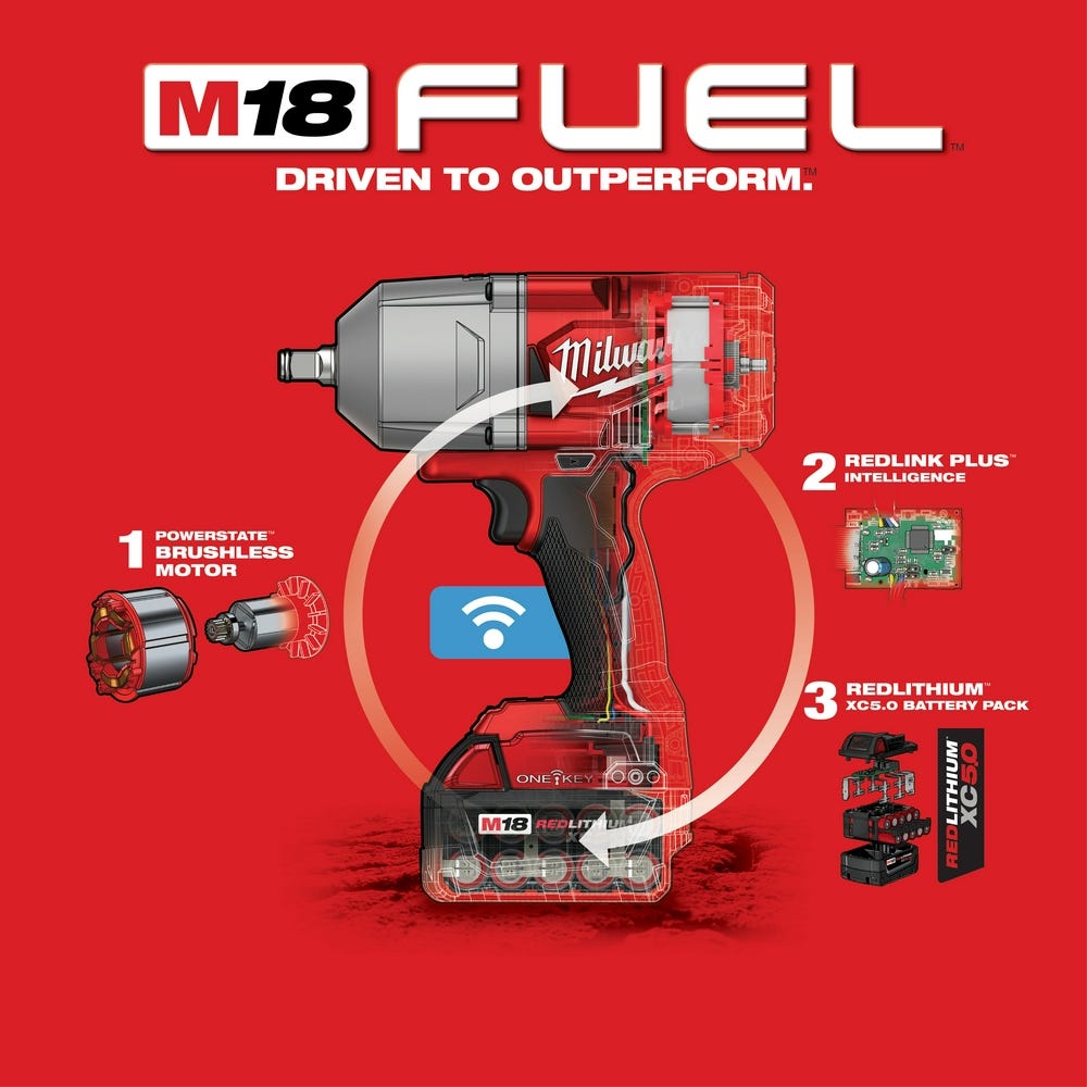 Milwaukee M18 FUEL w/ ONE-KEY High Torque Impact Wrench 1/2" Friction Ring Kit