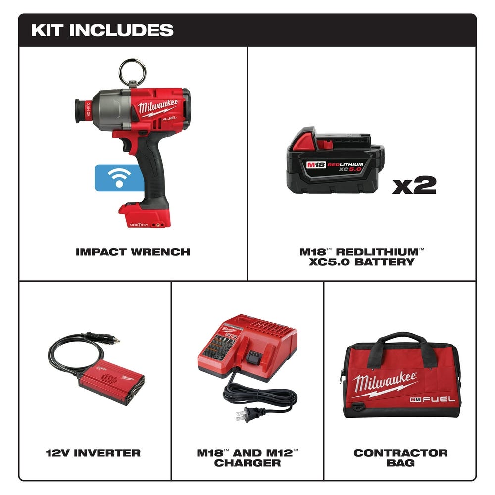 Milwaukee 2865-22 M18 Fuel 7/16" Hex Utility High Torque Impact Wrench One-Key 5.0Ah Kit