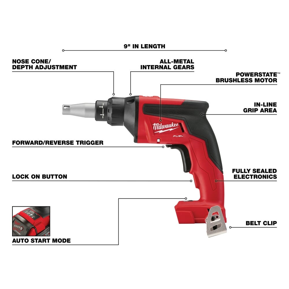 Milwaukee 2866-20 M18 Fuel Drywall Screw Gun, Tool Only