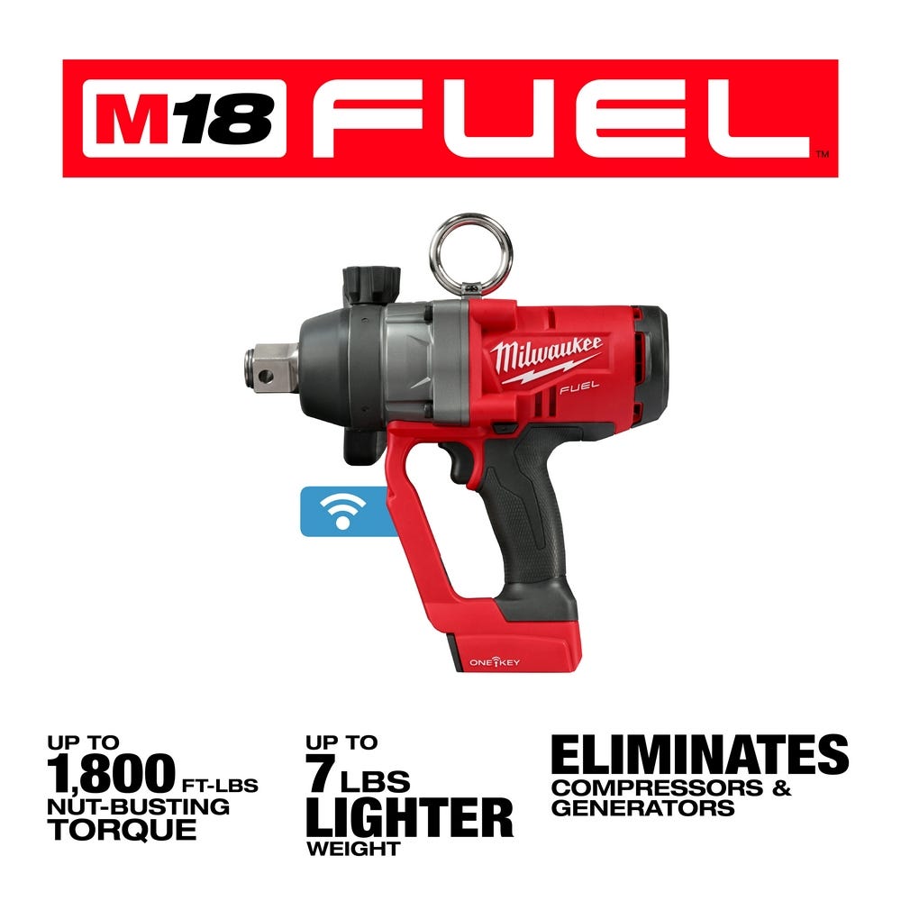 Milwaukee 2867-20 M18 FUEL Cordless Brushless 1" High Torque Impact Wrench w/ ONE-KEY, Tool Only