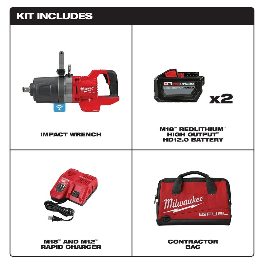 Milwaukee 2868-22HD M18 FUEL 1" D-Handle ONE-KEY High Torque Impact Wrench 12.0Ah Kit