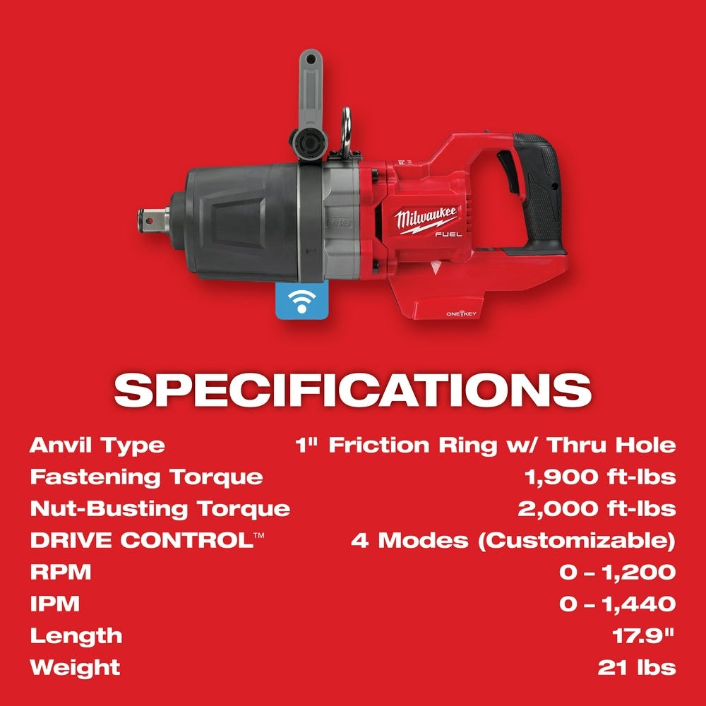 Milwaukee 2868-22HD M18 FUEL 1" D-Handle ONE-KEY High Torque Impact Wrench 12.0Ah Kit