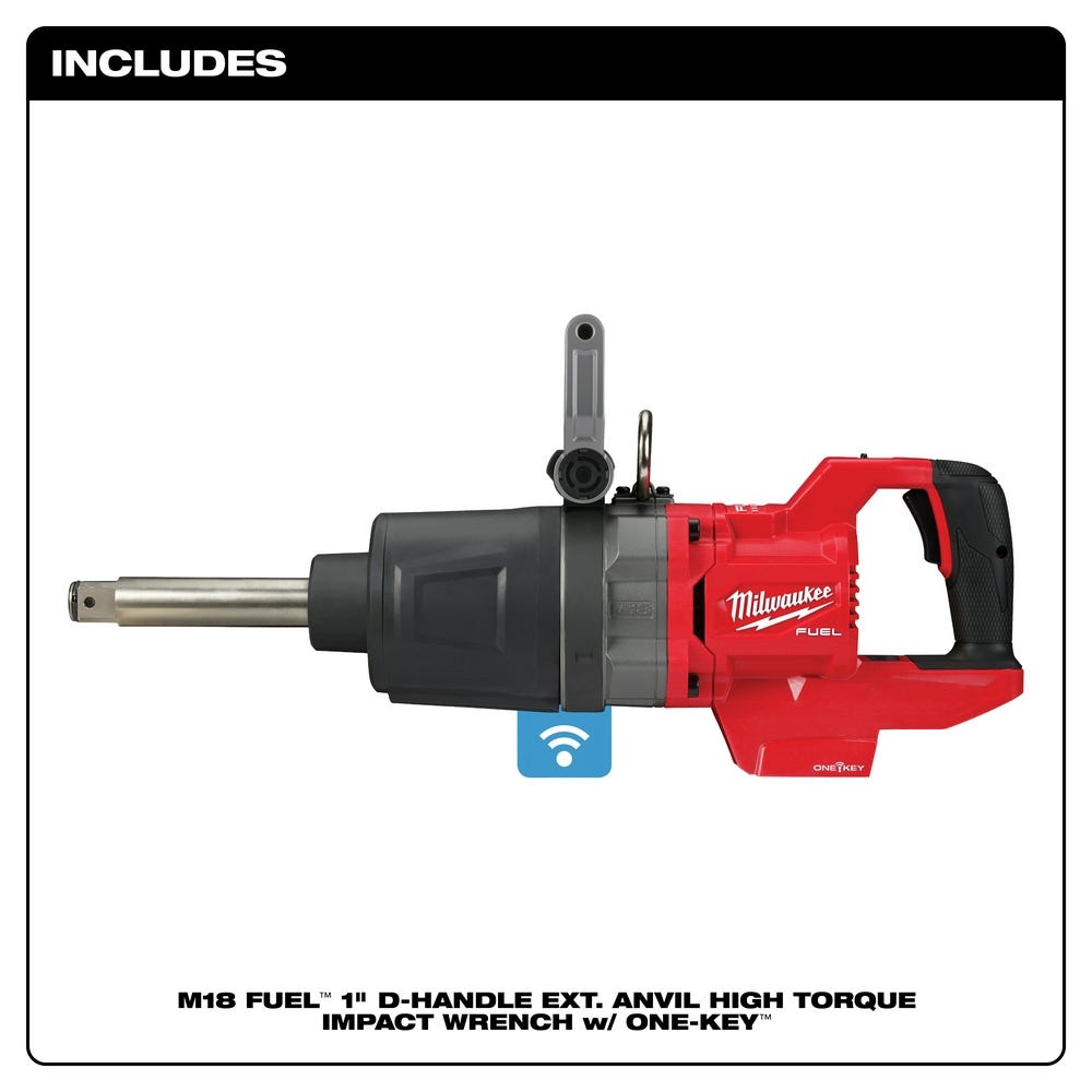 Milwaukee 2869-20 M18 FUEL 1-Inch D-Handle Extended Anvil High Torque Impact Wrench with ONE-KEY, Tool Only