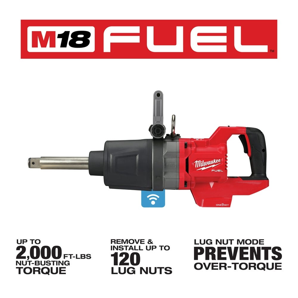 Milwaukee 2869-20 M18 FUEL 1-Inch D-Handle Extended Anvil High Torque Impact Wrench with ONE-KEY, Tool Only