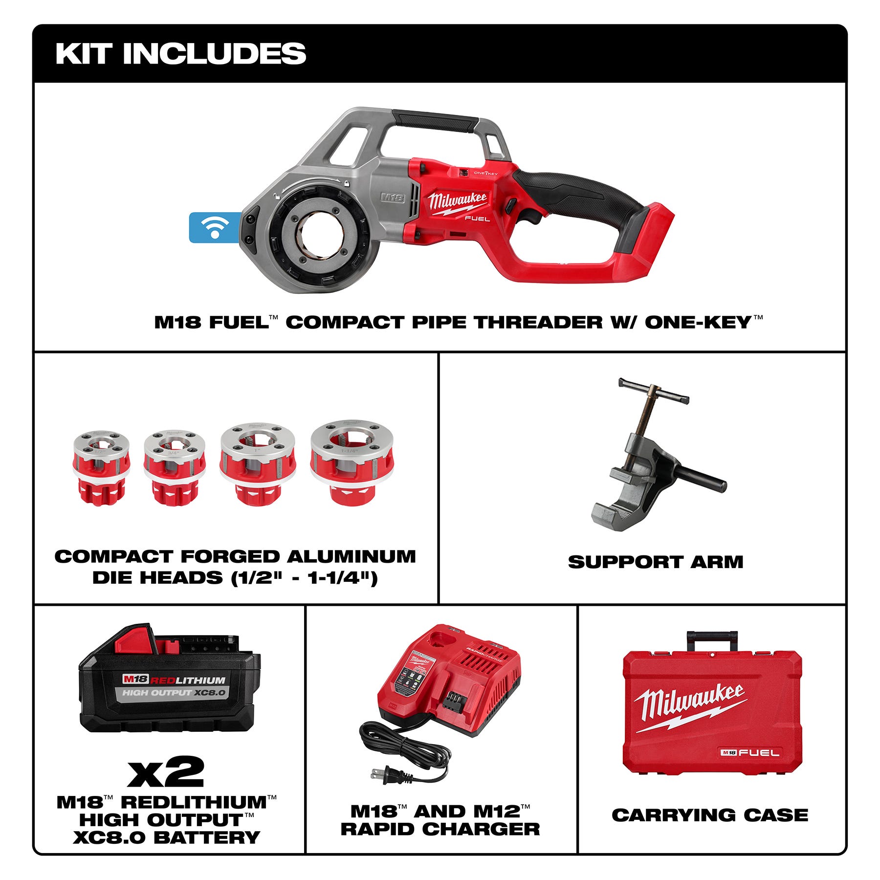 Milwaukee 2870-22 M18 FUEL Compact Pipe Threader