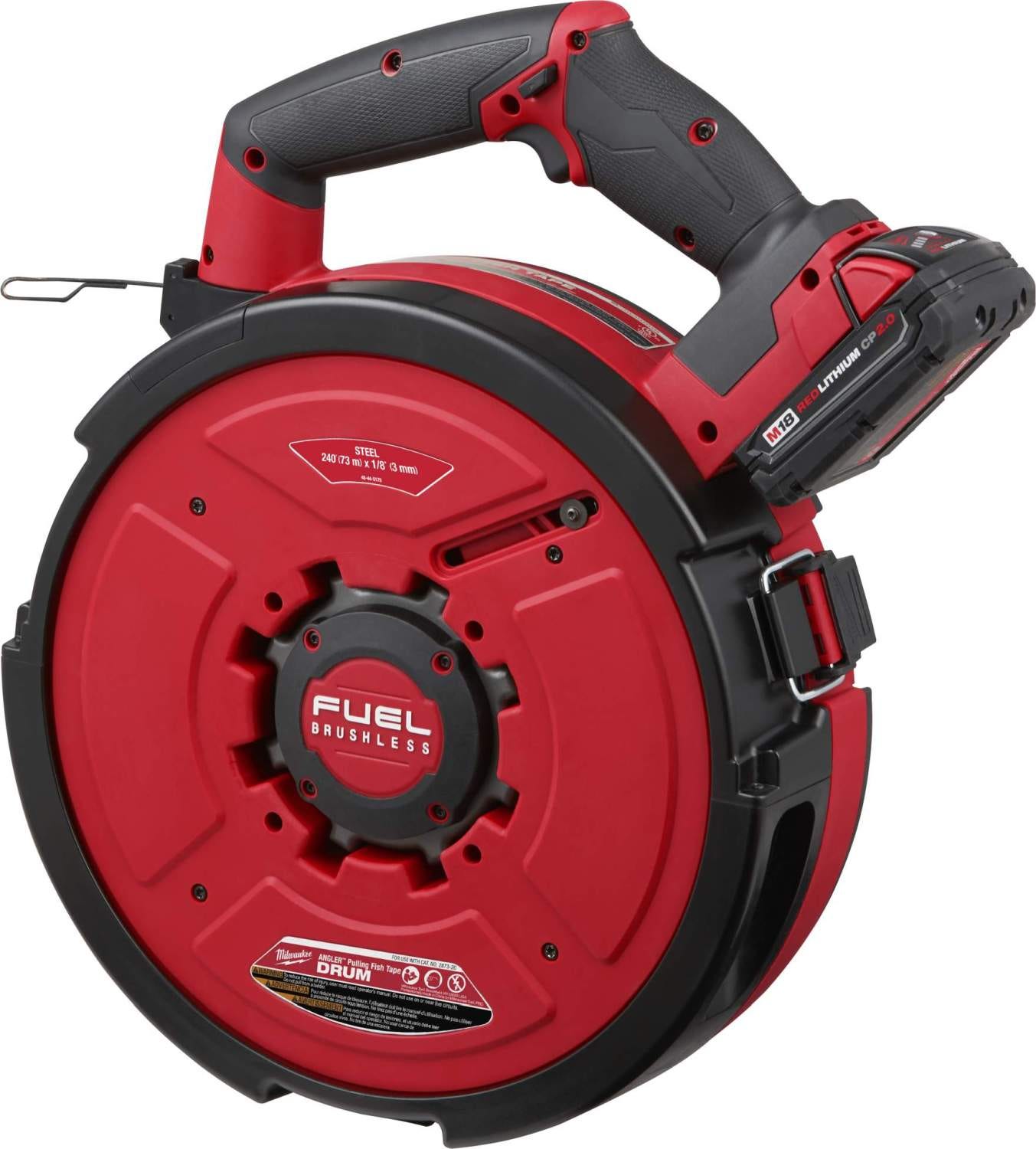 Milwaukee 2873B-22 M18 FUEL Angler 240' Steel Pulling Fish Tape 2.0Ah Kit