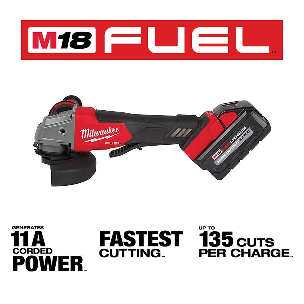 Milwaukee 2880-22 M18 FUEL 4-1/2" / 5" Grinder No-Lock Paddle Switch 6.0Ah Kit