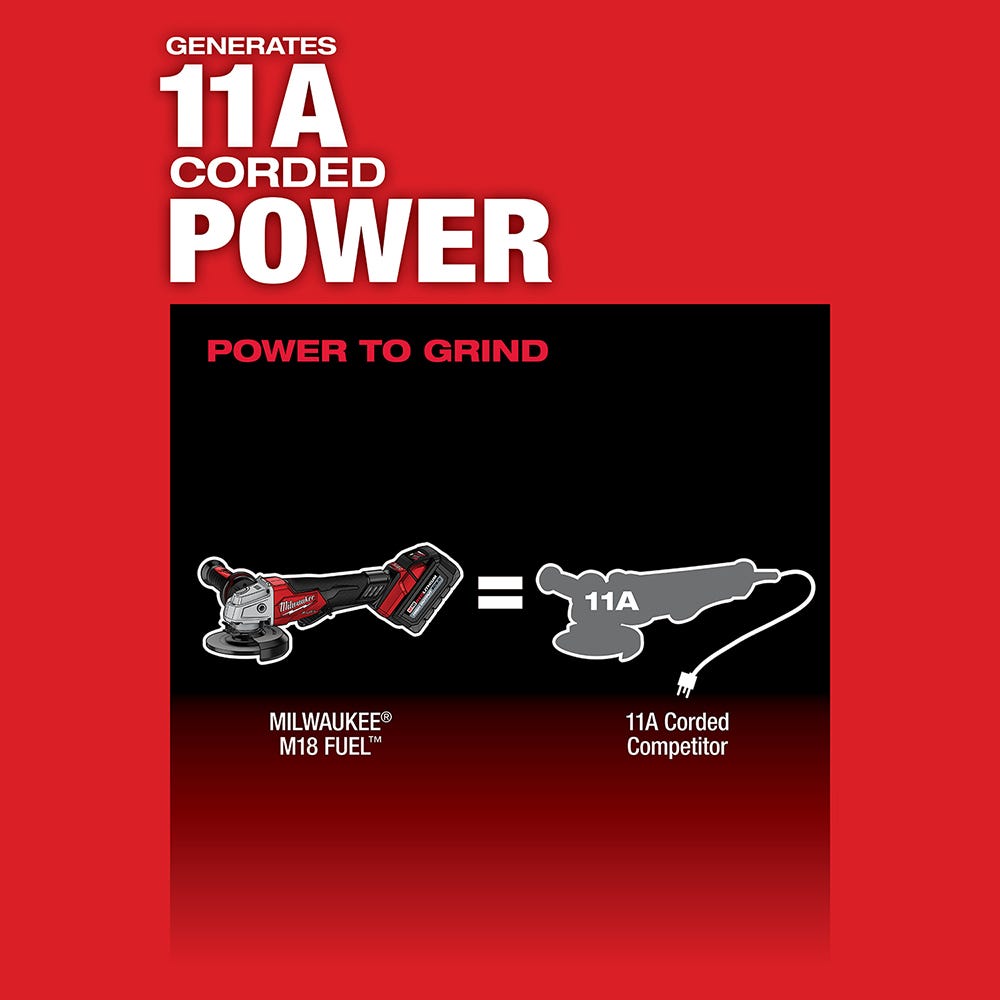 Milwaukee 2881-20 M18 FUEL 4-1/2" / 5" Grinder Lock-On Slide Switch, Tool Only