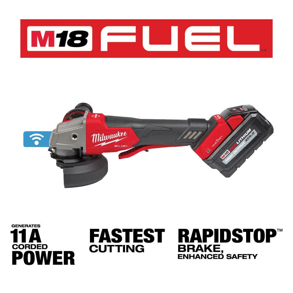 Milwaukee 2882-22 M18 FUEL 4-1/2" / 5" Braking Grinder w/ ONE-KEY Paddle Switch, No-Lock Kit