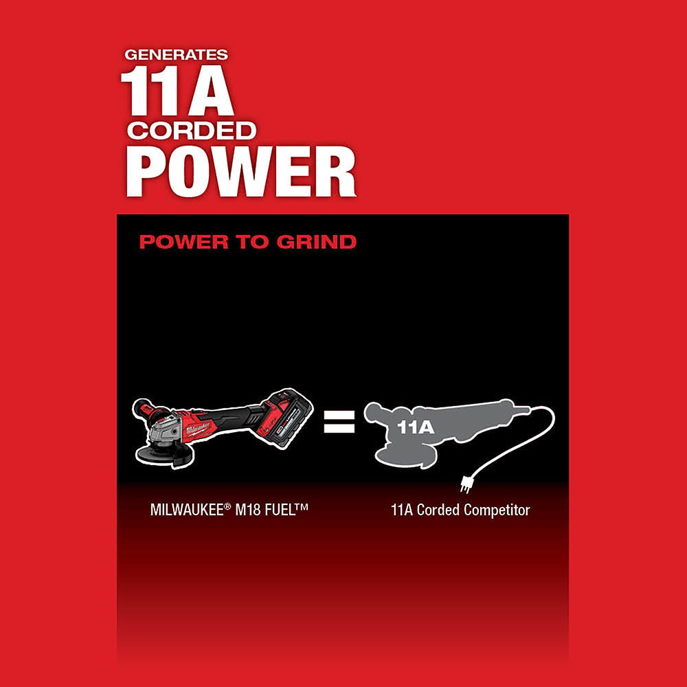 Milwaukee 2883-20 M18 FUEL 4-1/2" / 5" Braking Grinder w/ ONE-KEY Slide Switch, Lock-On
