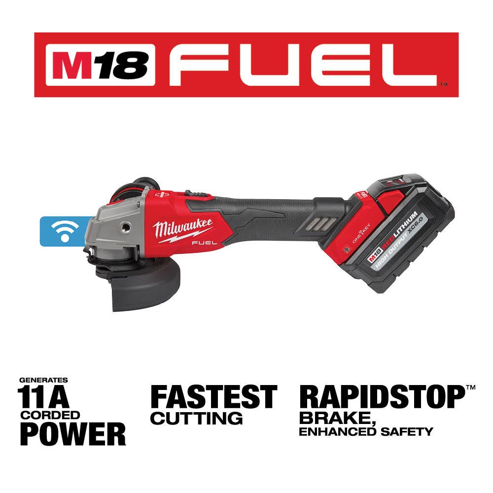 Milwaukee 2883-22 M18 FUEL 4-1/2" / 5" Braking Grinder w/ ONE-KEY Slide Switch, Lock-On Kit