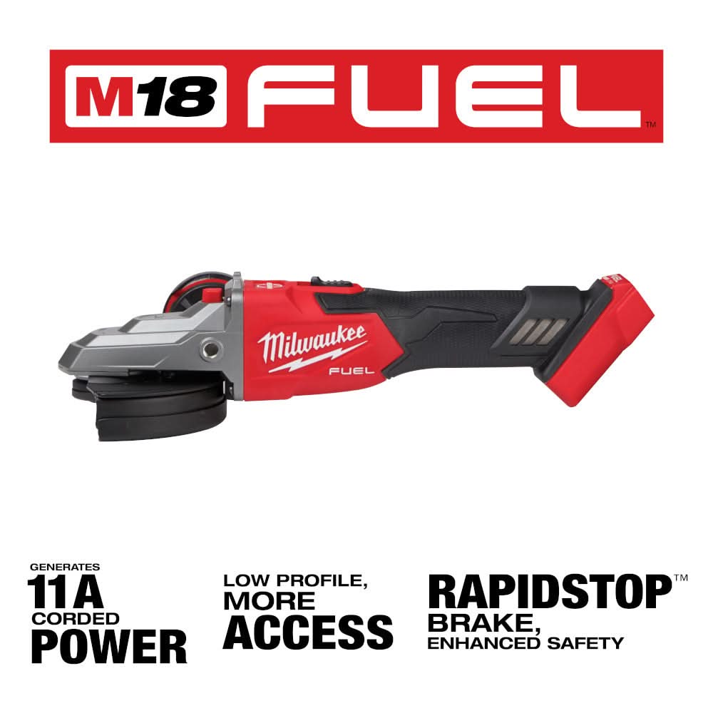 Milwaukee PROMO 2887-20 M18 FUEL 5-in Flathead Braking Grinder, Slide Switch Lock-On , Tool Only (PROMO)